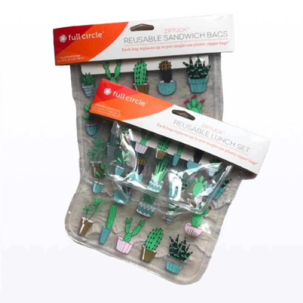 Cactus Print Ziptuck Reusable Bags, Snack & Sandwich
